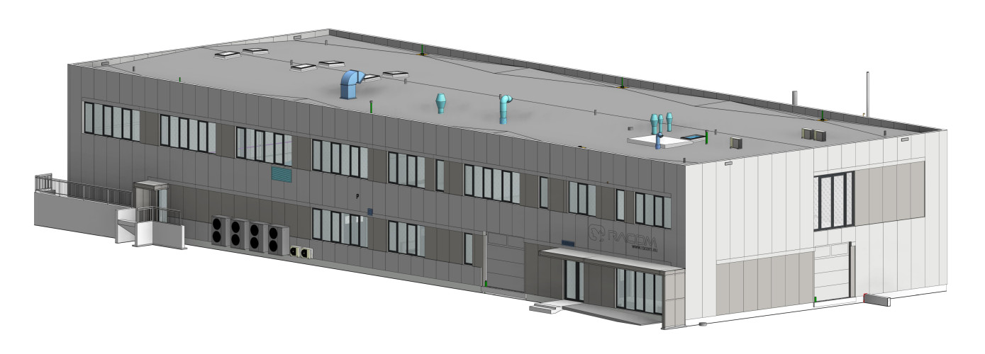 Novostavba haly firmy RACOM