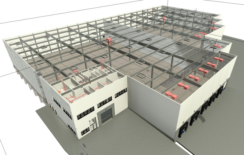 BIM model logistické haly